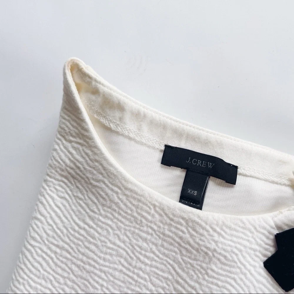 J.Crew Cream Textured Sweater with Black Accent